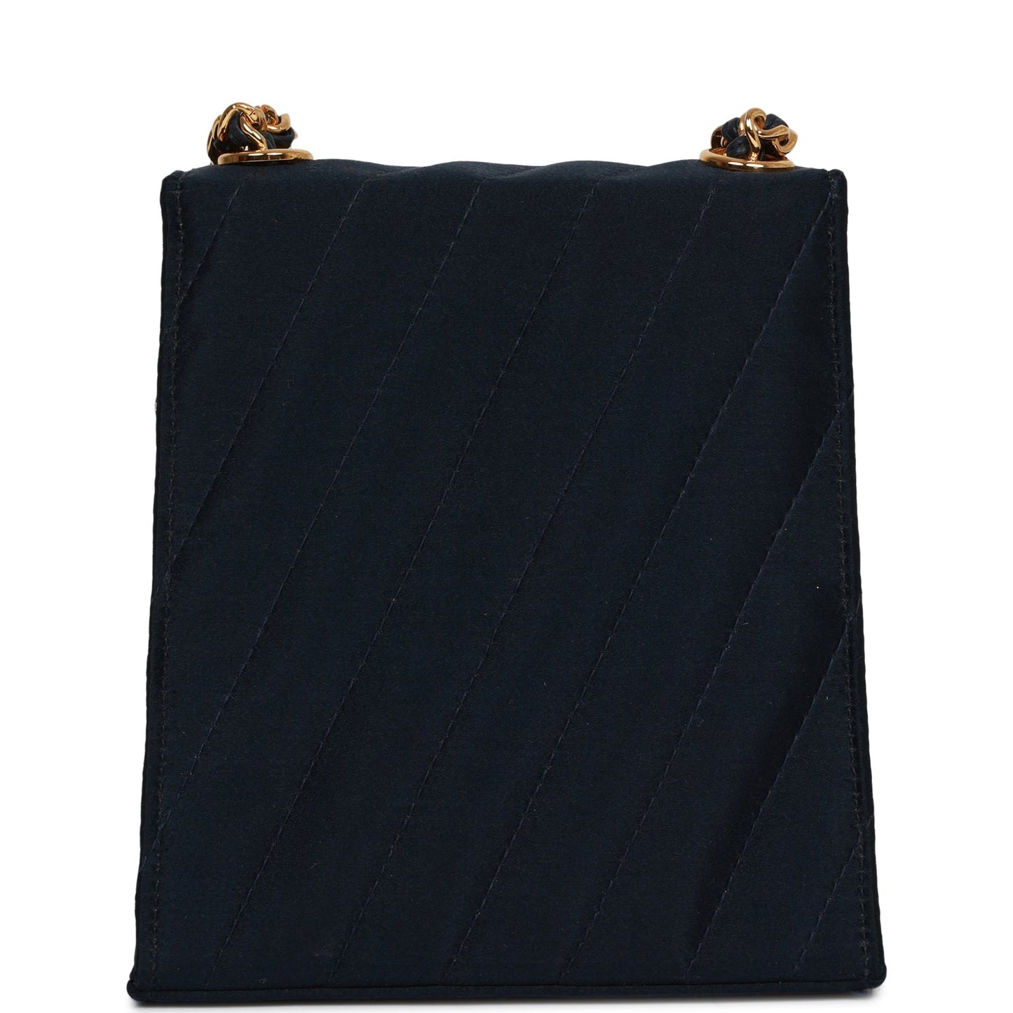Chanel Mini Flap Bag Dark Blue Satin Gold Hardware