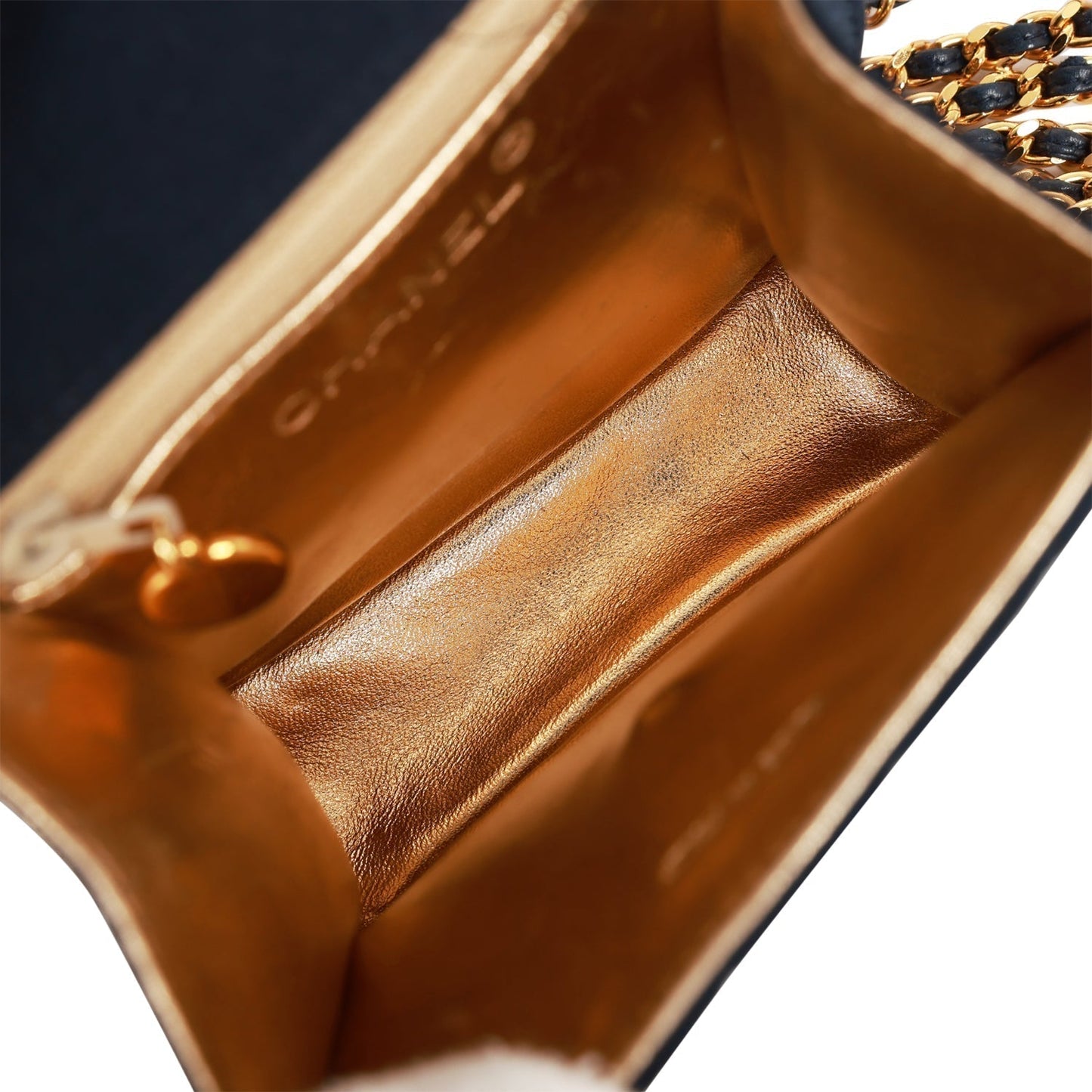 Chanel Mini Flap Bag Dark Blue Satin Gold Hardware
