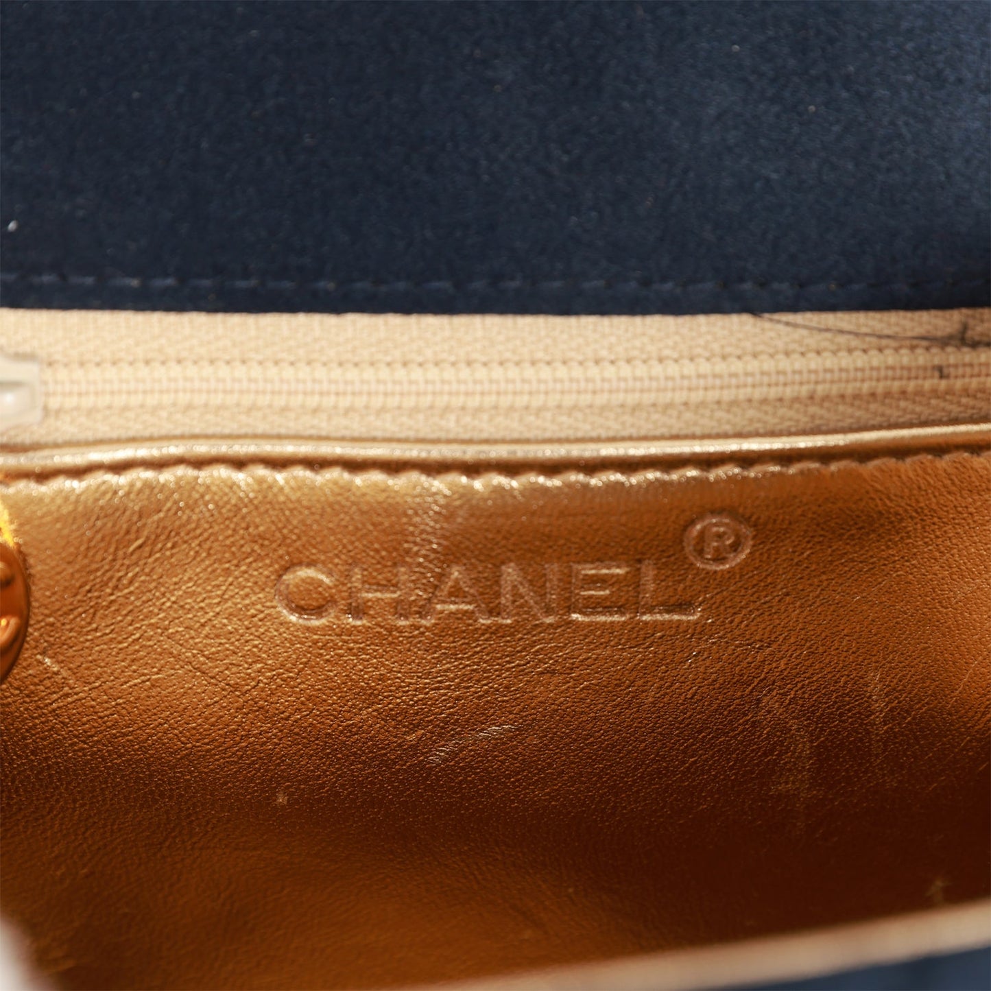 Chanel Mini Flap Bag Dark Blue Satin Gold Hardware