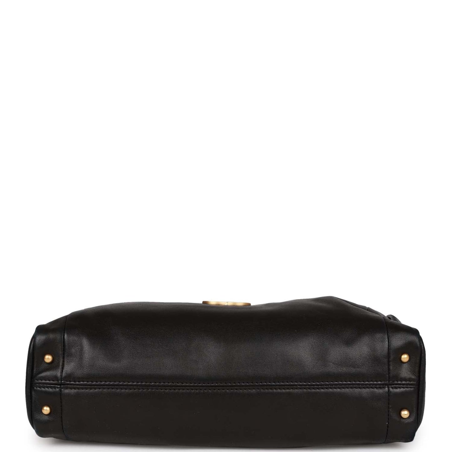Chanel "Olsen" Hobo Shoulder Bag Black Lambskin Brushed Gold Hardware