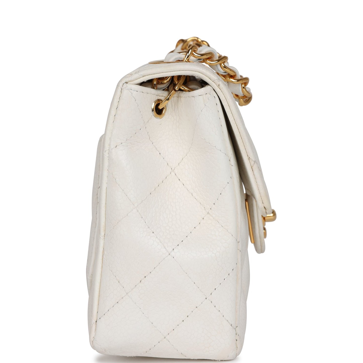 Chanel   Mini Square Flap White Caviar Gold Hardware