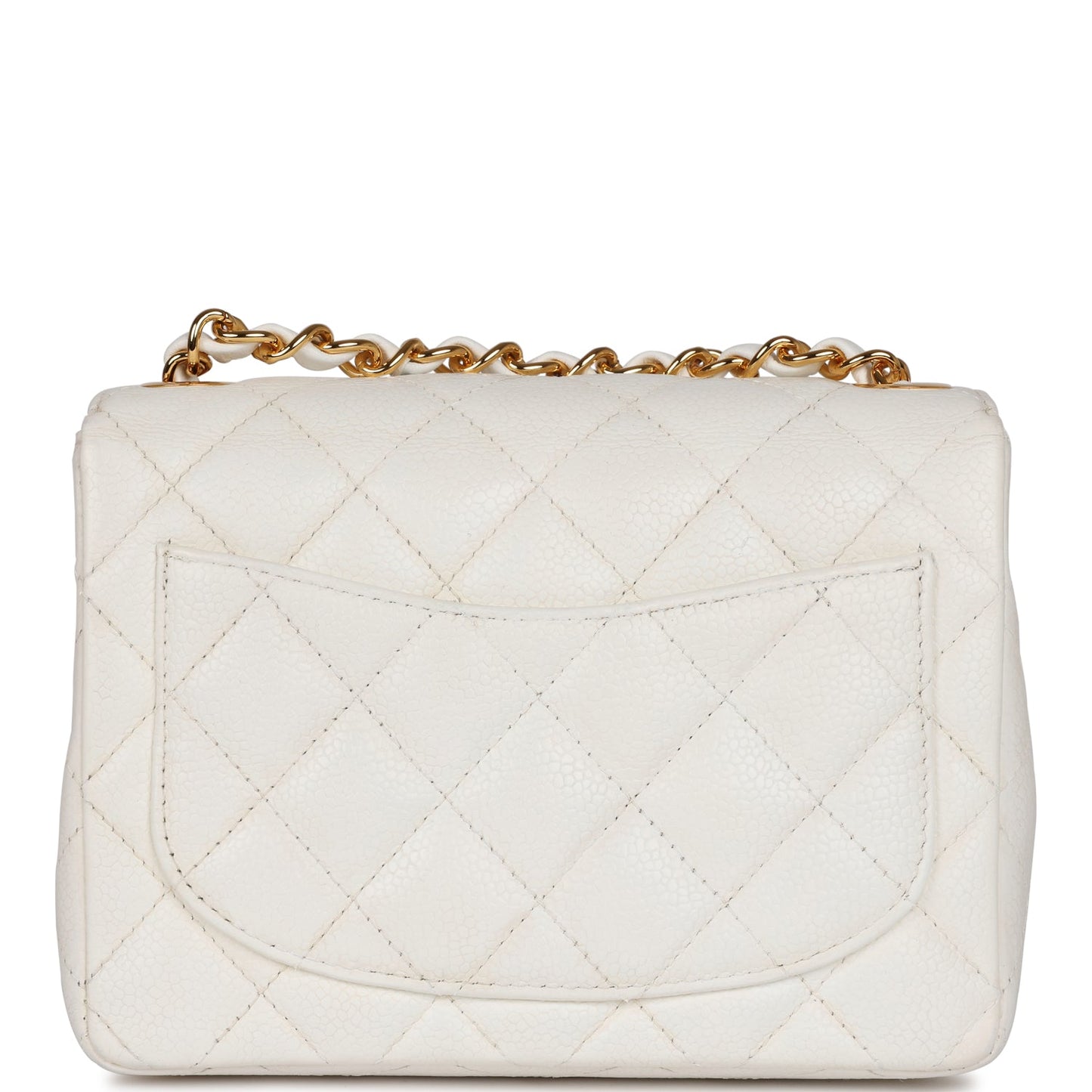 Chanel   Mini Square Flap White Caviar Gold Hardware