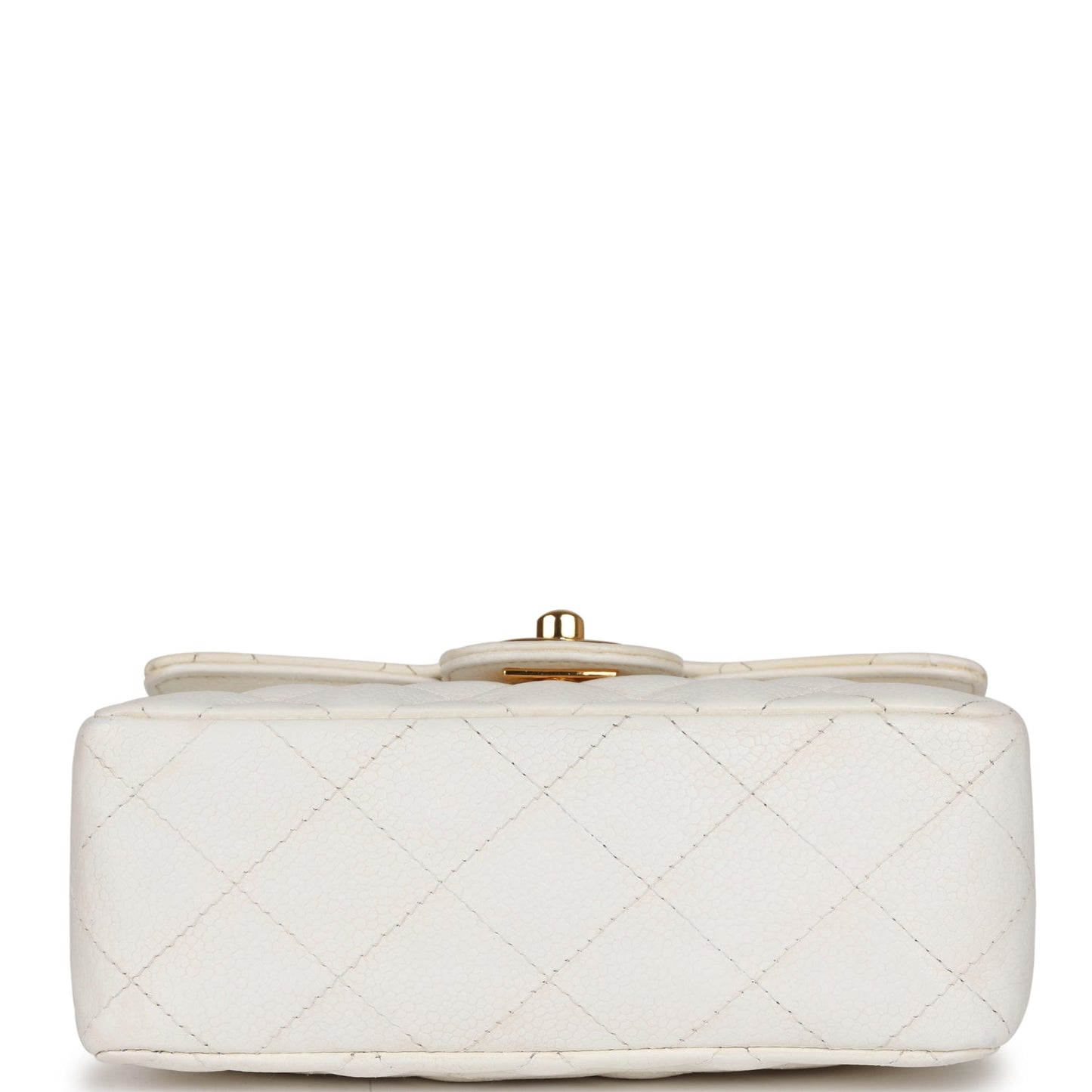 Chanel   Mini Square Flap White Caviar Gold Hardware