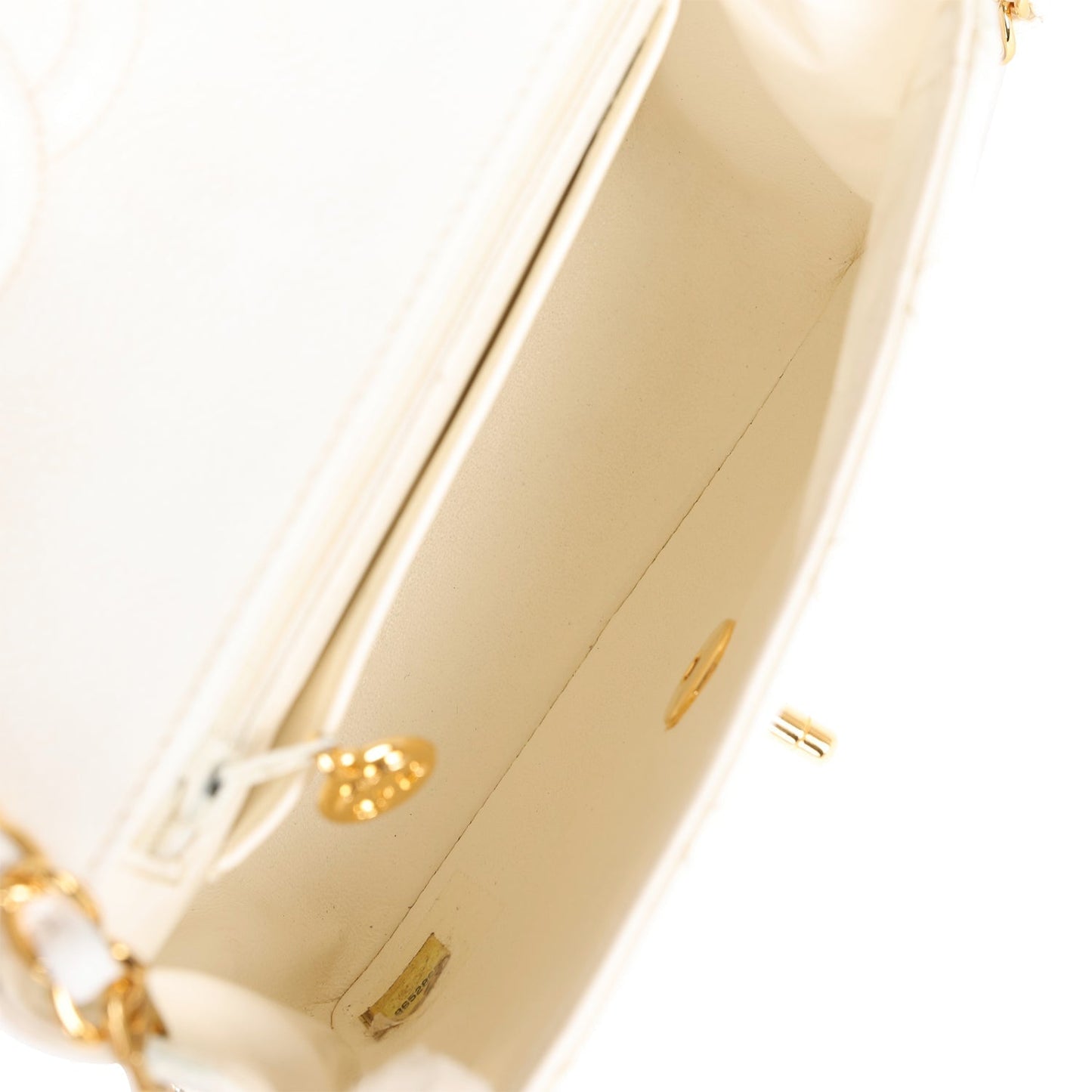 Chanel   Mini Square Flap White Caviar Gold Hardware