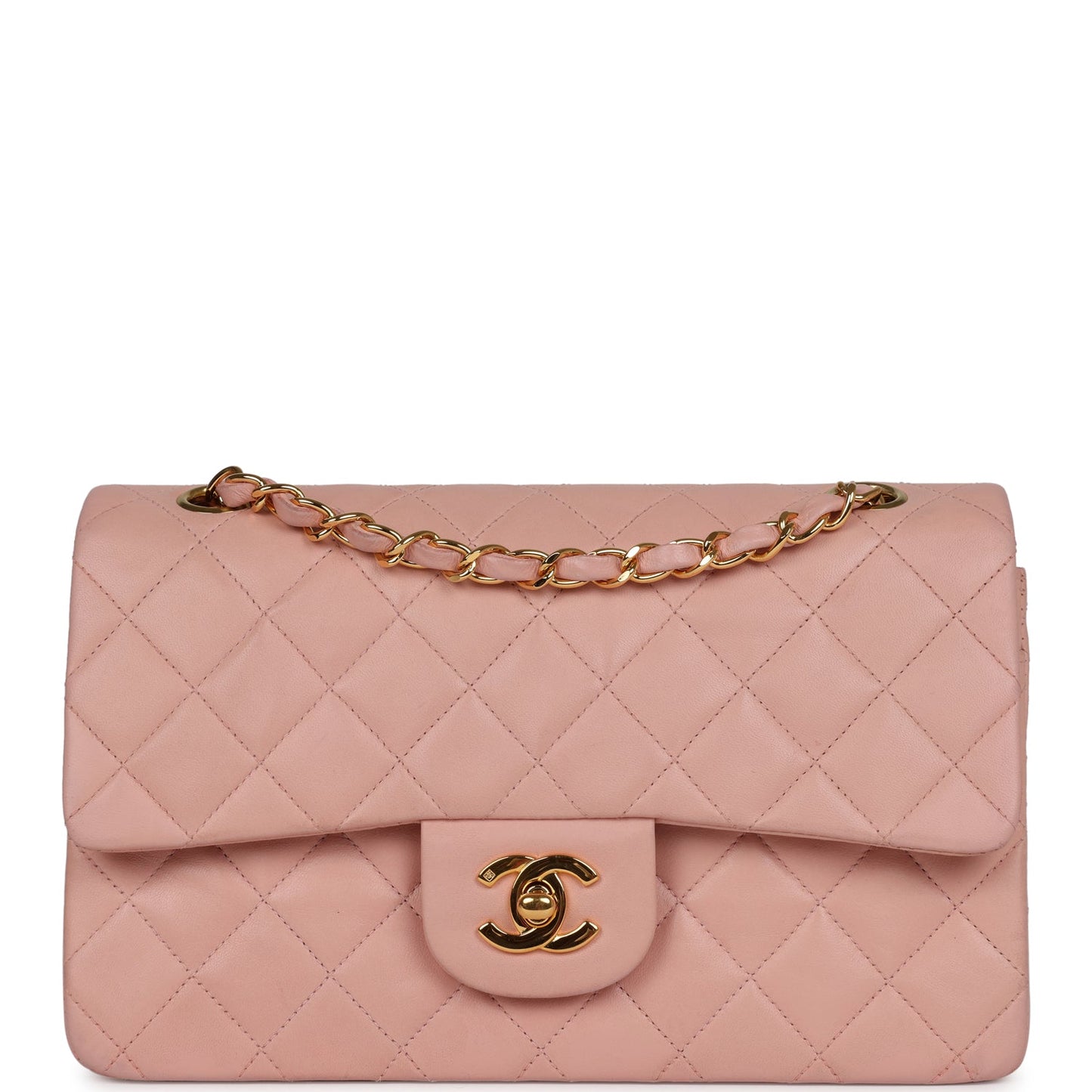 Chanel   Small Classic Double Flap Pink Lambskin Gold Hardware
