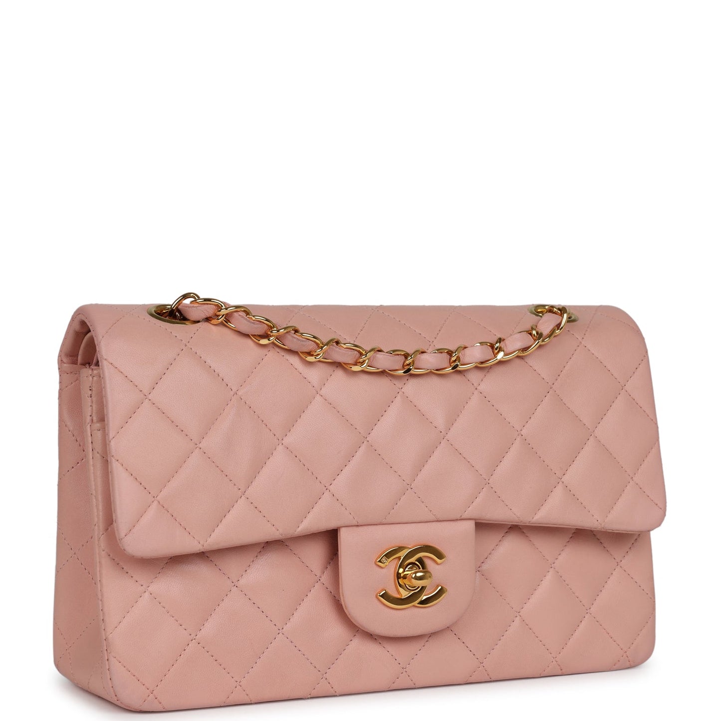Chanel   Small Classic Double Flap Pink Lambskin Gold Hardware