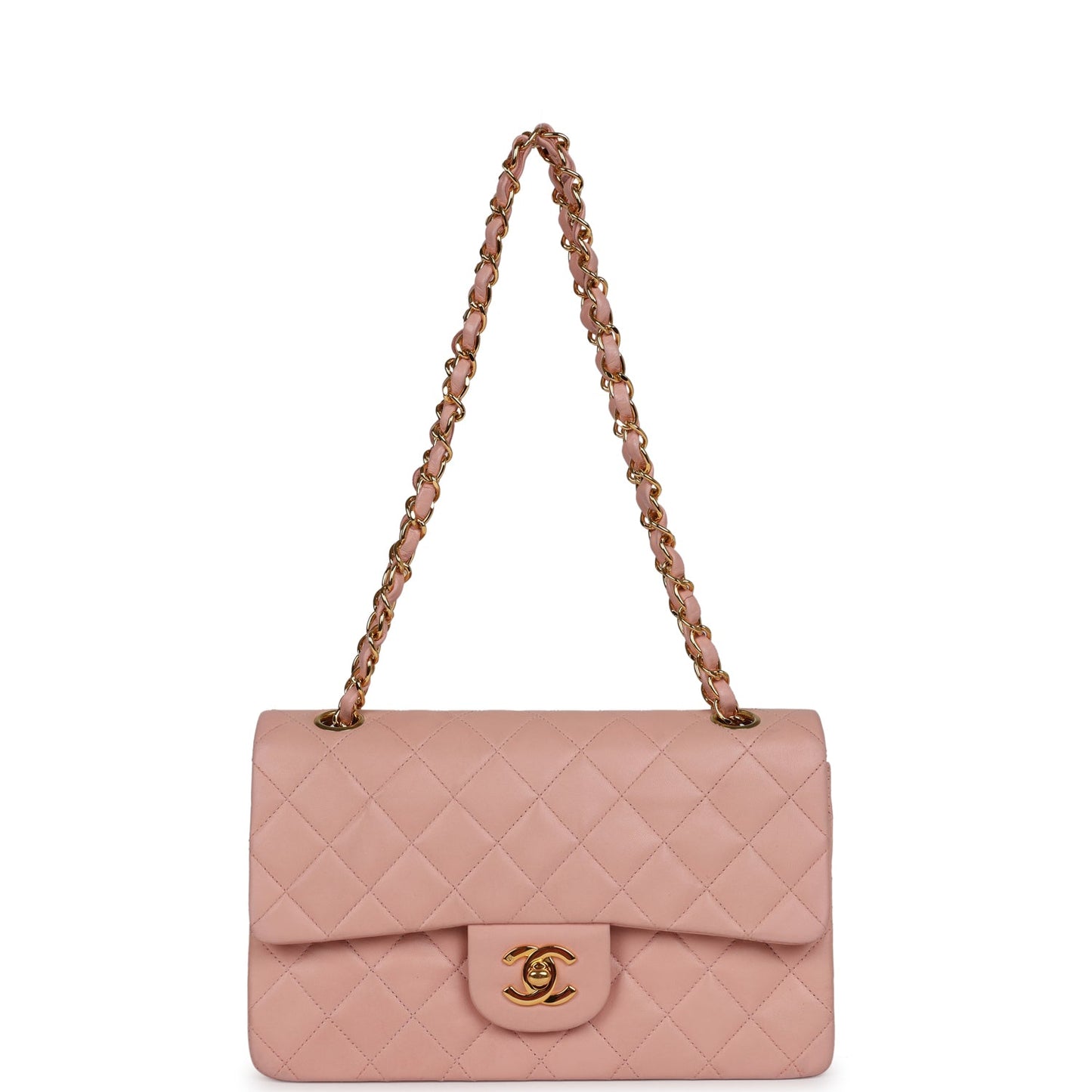 Chanel   Small Classic Double Flap Pink Lambskin Gold Hardware
