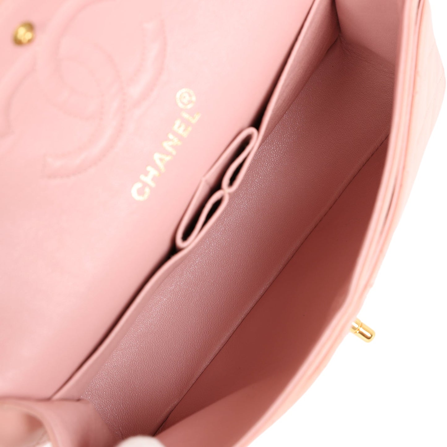Chanel   Small Classic Double Flap Pink Lambskin Gold Hardware