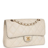 Chanel   Medium Single Flap Bag White Lambskin Gold Hardware