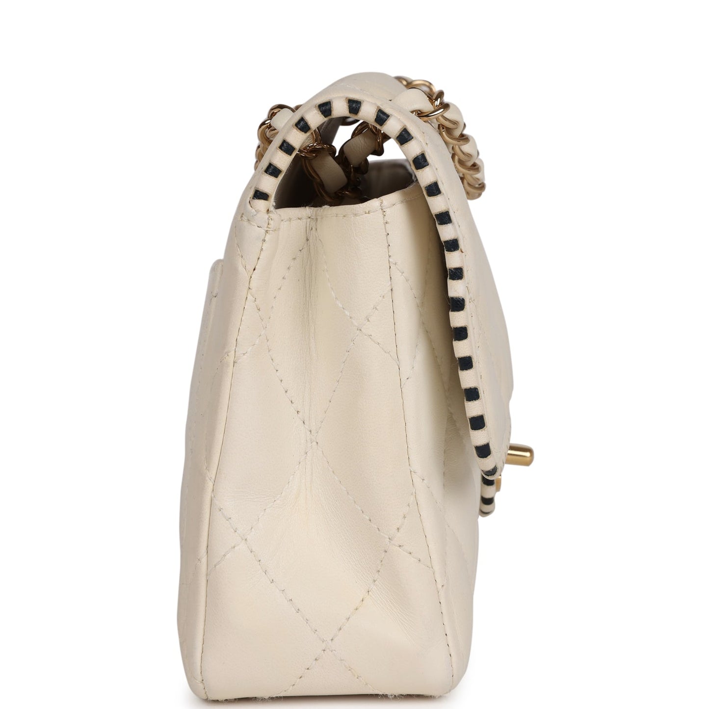 Chanel   Medium Single Flap Bag White Lambskin Gold Hardware