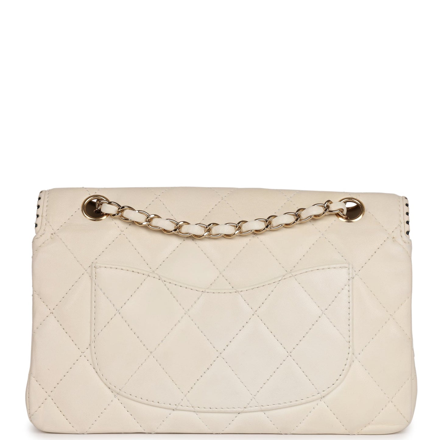 Chanel   Medium Single Flap Bag White Lambskin Gold Hardware