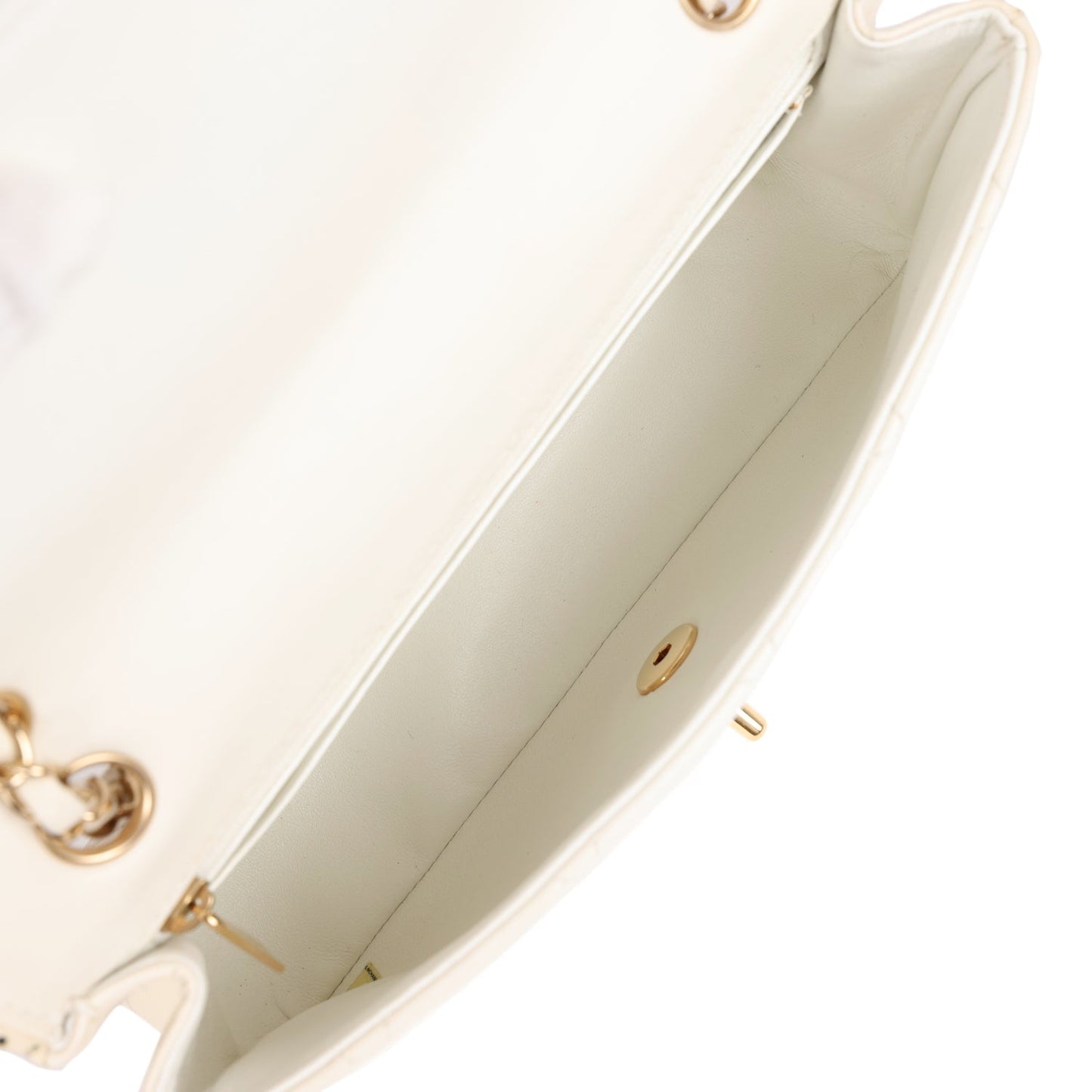 Chanel   Medium Single Flap Bag White Lambskin Gold Hardware