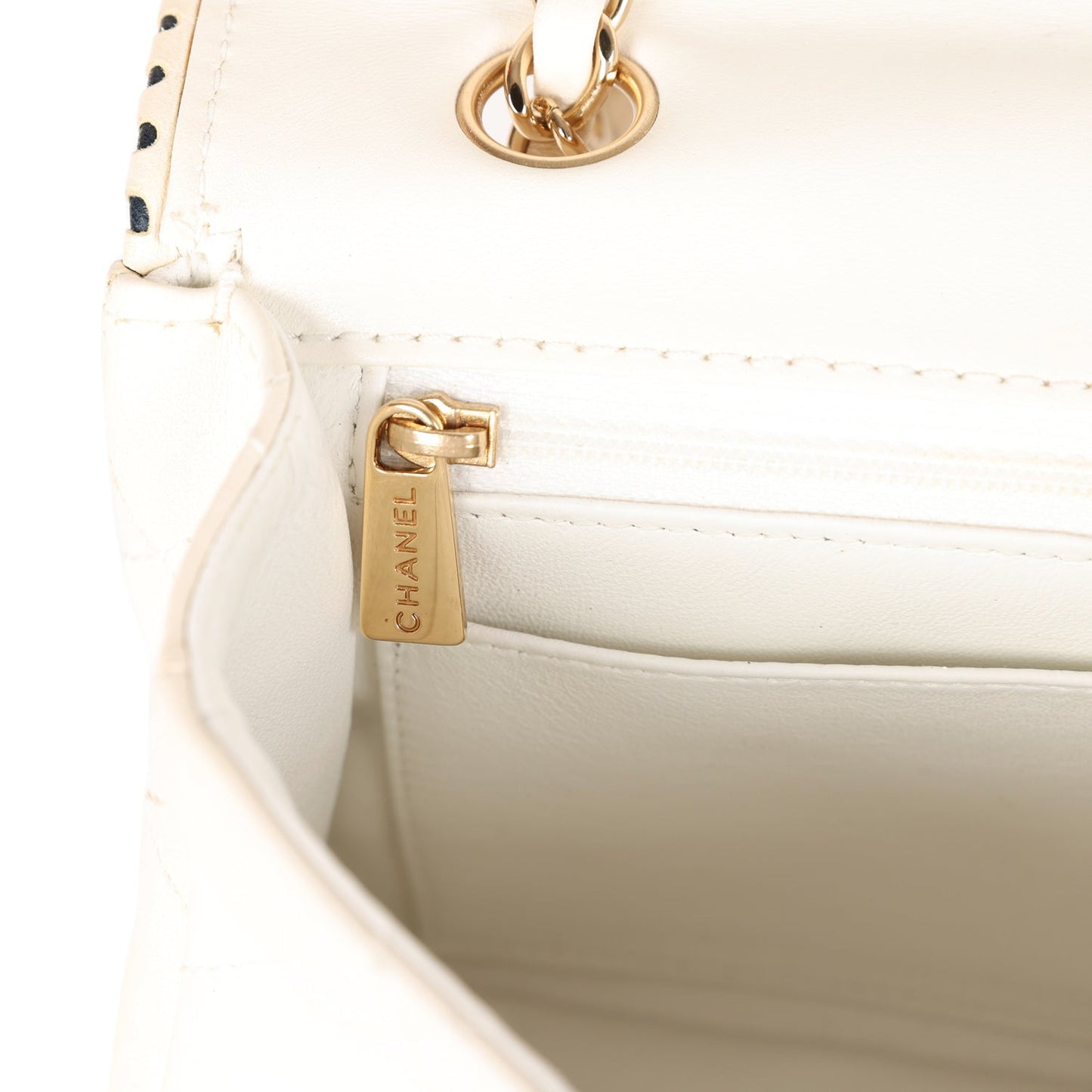 Chanel   Medium Single Flap Bag White Lambskin Gold Hardware