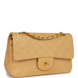 Chanel   Small Classic Double Flap Beige Lambskin Gold Hardware