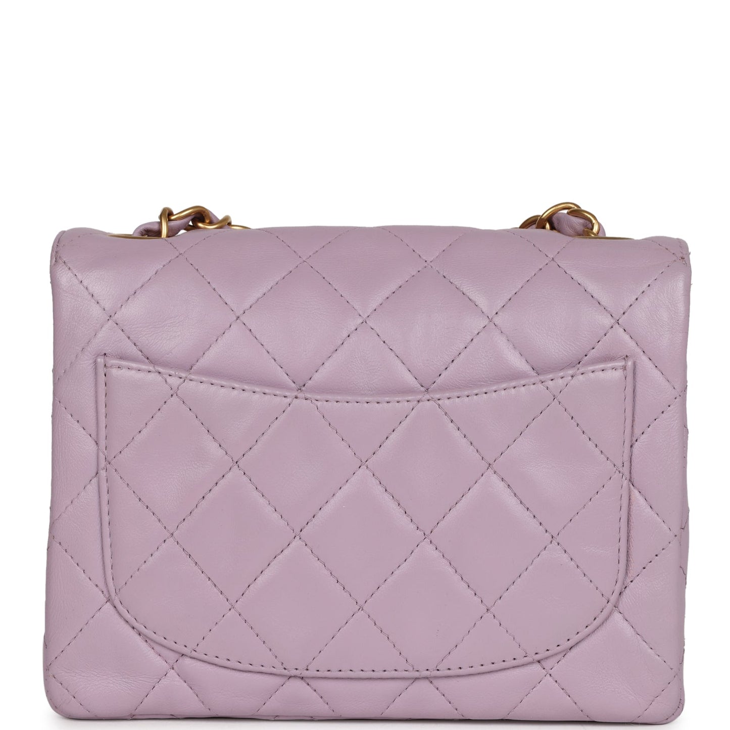 Chanel   Mini Square Flap Bag Light Purple Lambskin Matte Gold Hardware