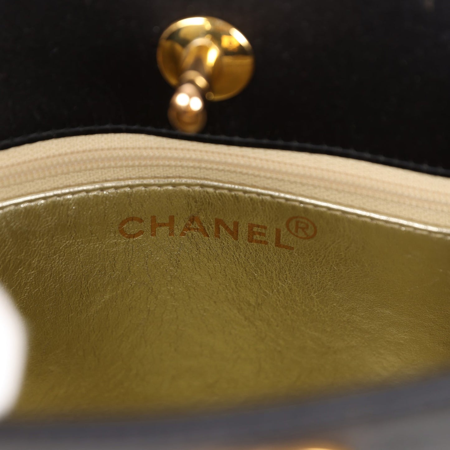 Chanel Square Shoulder Bag Black Satin Gold Hardware