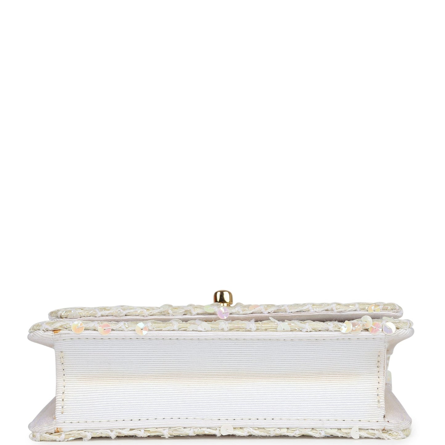 Chanel Micro Half Flap Iridescent Ivory Sequin Gold Hardware