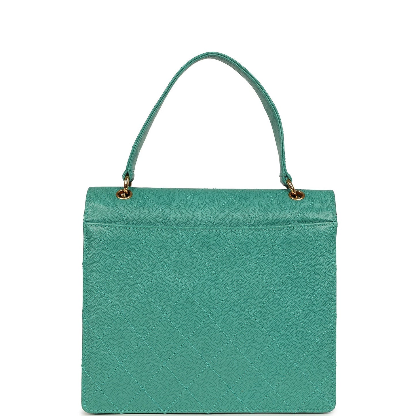 Chanel Top Handle Envelope Flap Bag Turquoise Caviar Gold Hardware