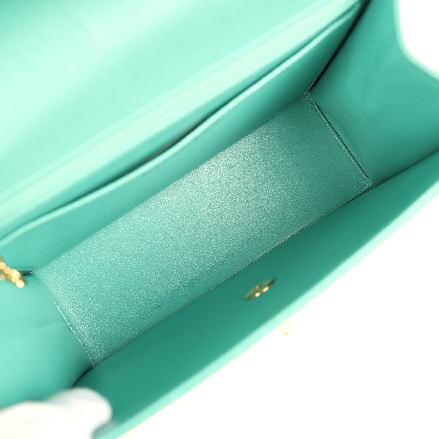 Chanel Top Handle Envelope Flap Bag Turquoise Caviar Gold Hardware