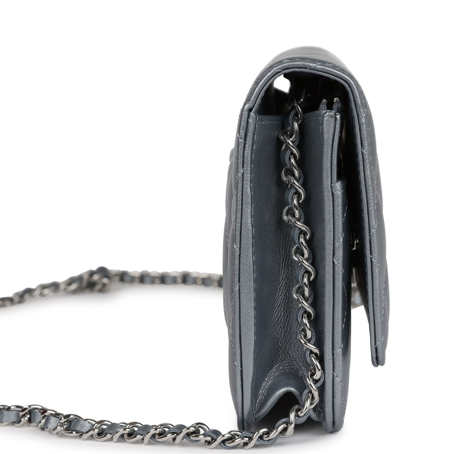 Chanel Wallet On Chain WOC Silver Metallic Lambskin Silver Hardware