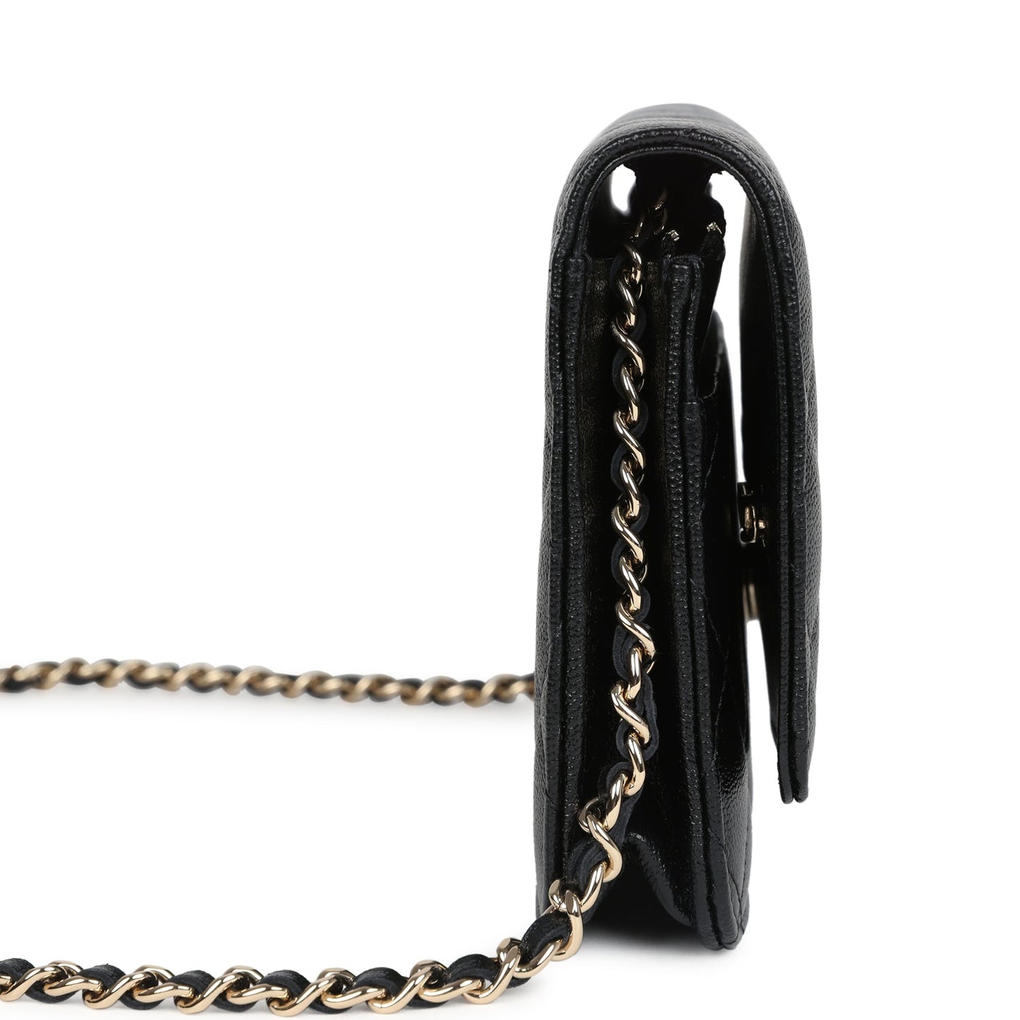 Chanel Wallet On Chain WOC Black Shiny Caviar Light Gold Hardware
