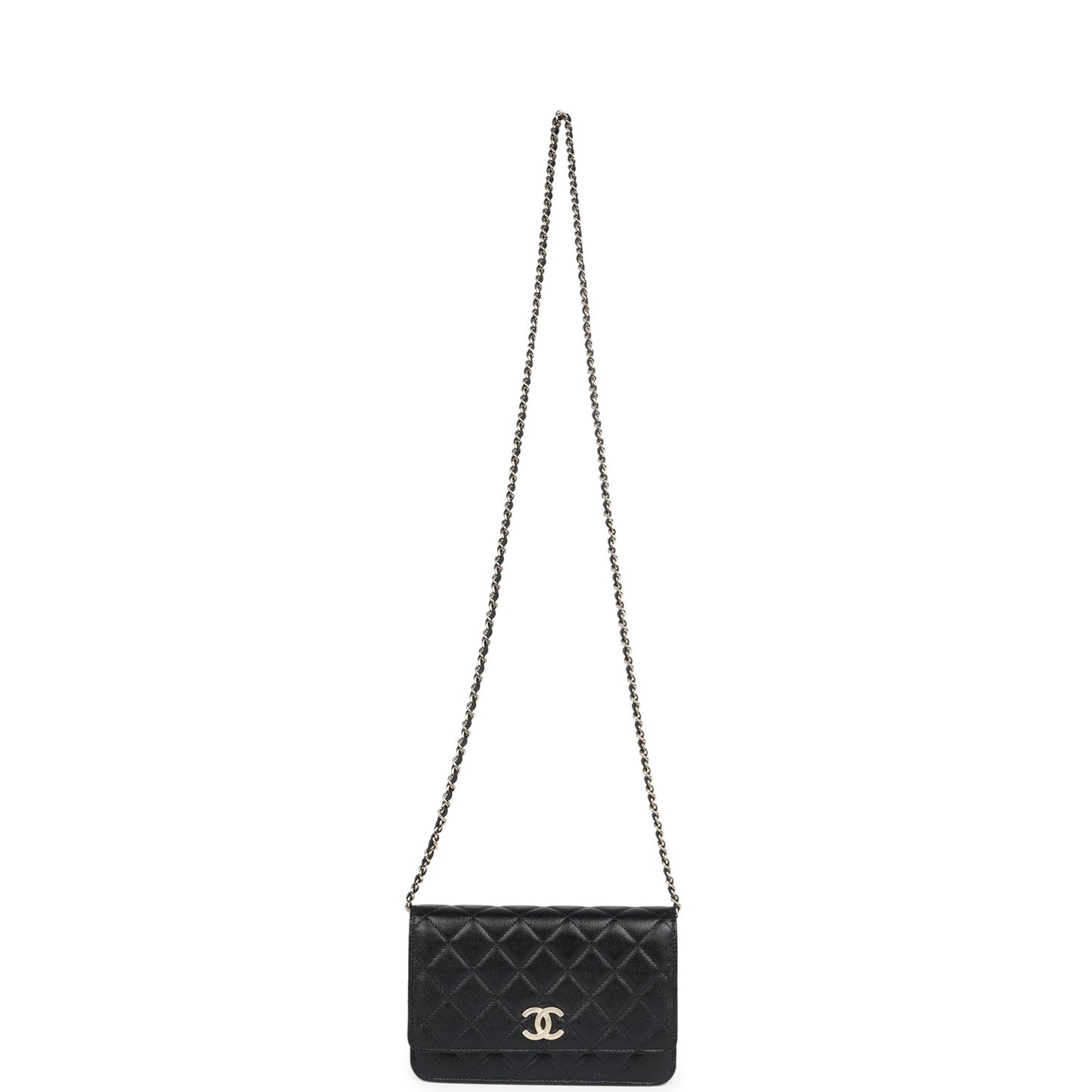 Chanel Wallet On Chain WOC Black Shiny Caviar Light Gold Hardware