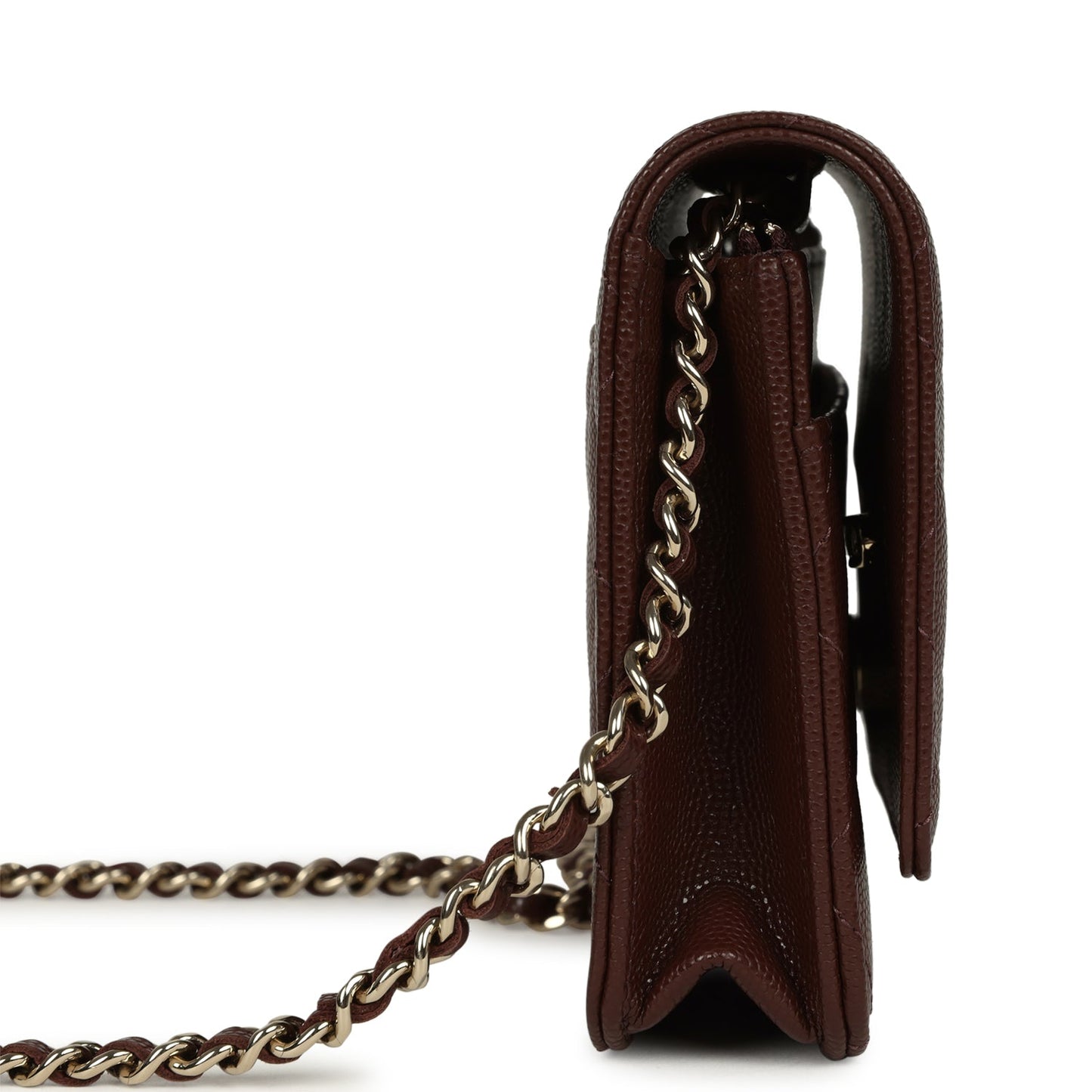 Chanel Wallet On Chain WOC Dark Brown Caviar Light Gold Hardware