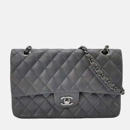 Chanel Classic Flap 2005 Grey Lambskin Leather with Silver Hardware