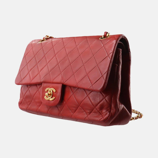 Chanel Classic Flap   1989 Red Lambskin Leather with 24k Gold Hardware