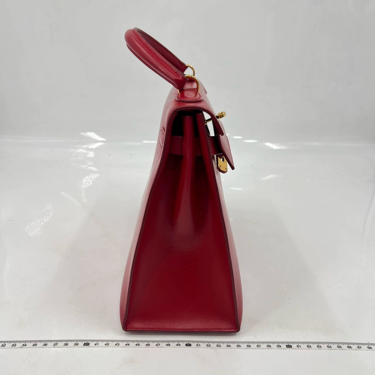 Hermes Kelly 32   Sellier Rouge Vif Red Box Calf Leather Gold HW 1988 Circle R