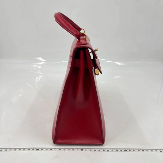 Hermes Kelly 32   Sellier Rouge Vif Red Box Calf Leather Gold HW 1988 Circle R