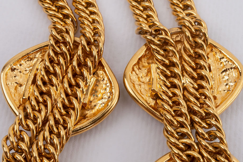 Collier court en métal doré Chanel 1980s