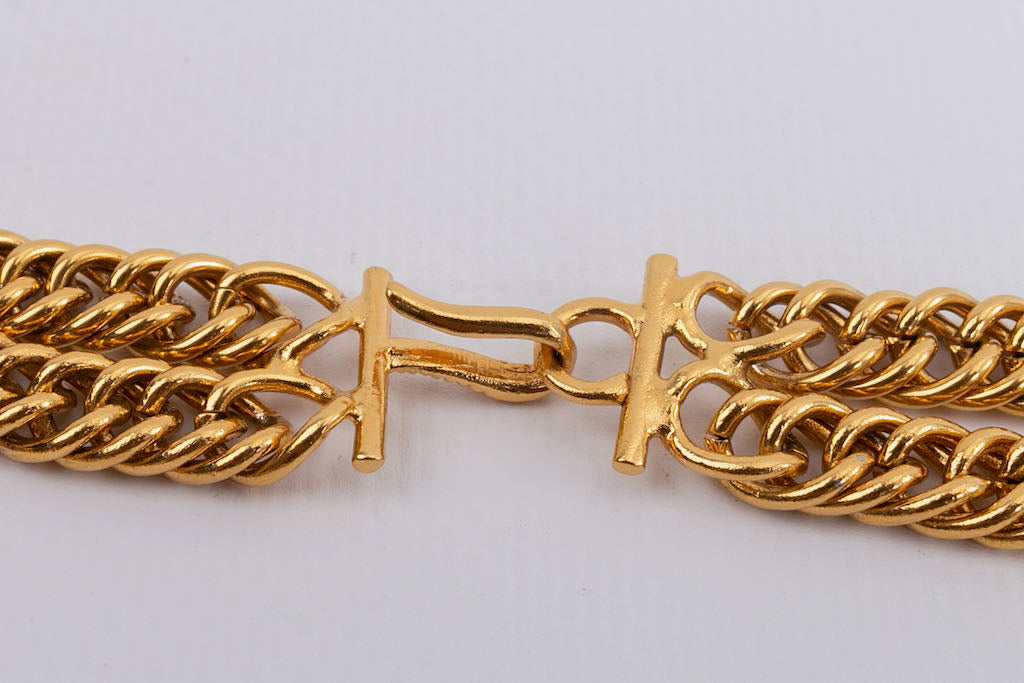 Collier court en métal doré Chanel 1980s