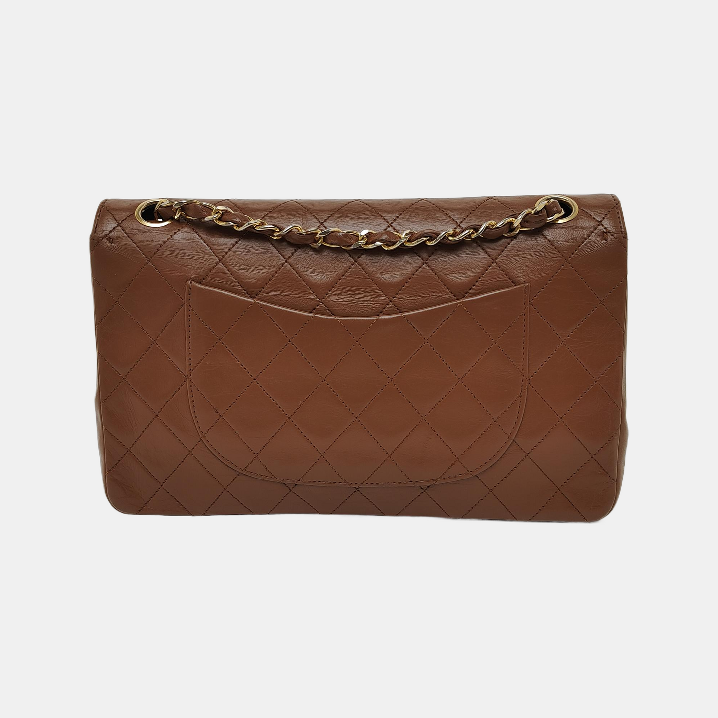 Chanel Classic Flap   Medium Tan Brown Lambskin Leather 24k Gold Hardware