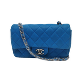 Chanel Classic Flap Rectangular Mini Blue Caviar Leather