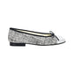 Metallic Silver Chanel Tweed Cap-Toe Ballet Flats