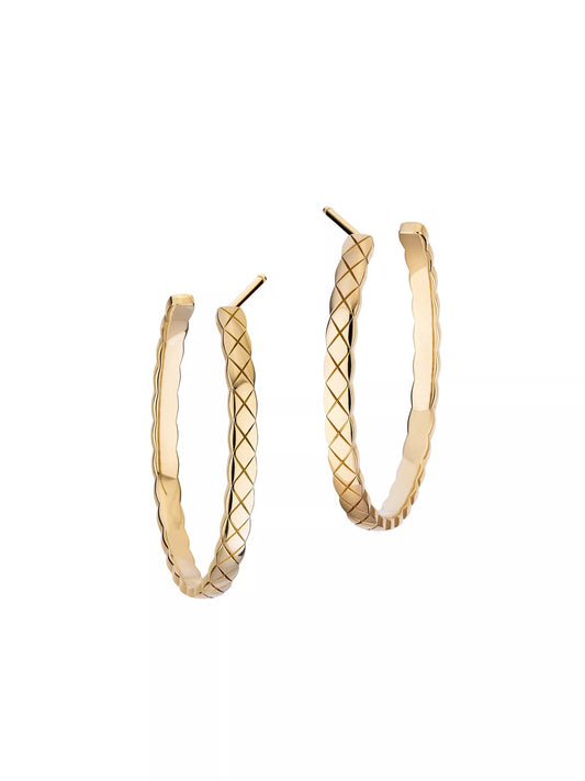 CHANEL 18K GOLD COCO CRUSH HOOP EARRINGS