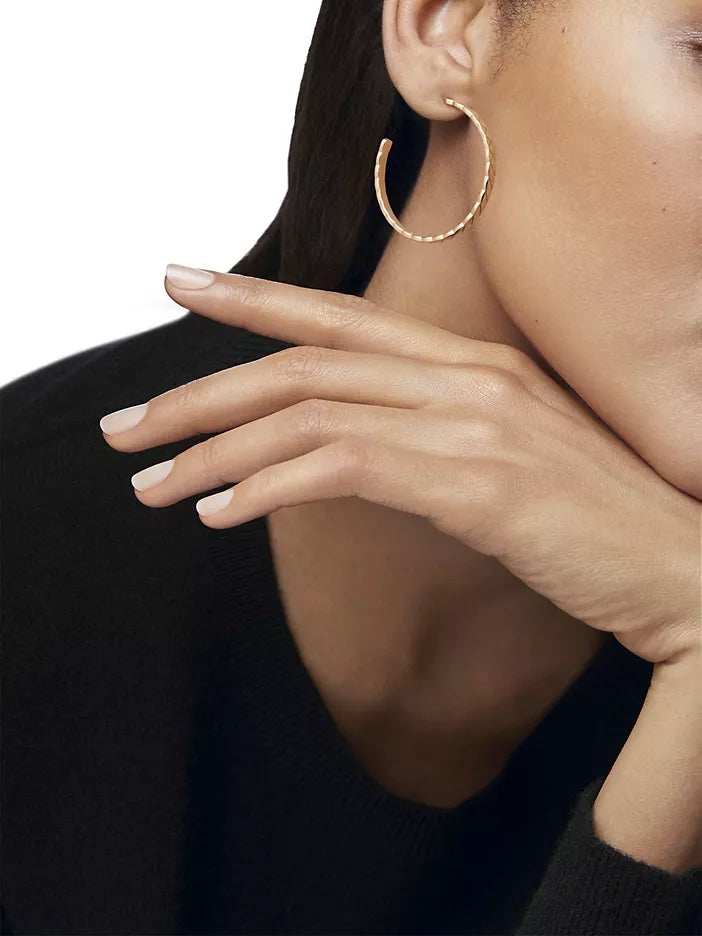 CHANEL 18K GOLD COCO CRUSH HOOP EARRINGS