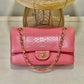 CHANEL 2.55 CLASSIC FLAP MEDIUM PINK PYTHON SHOULDER BAG
