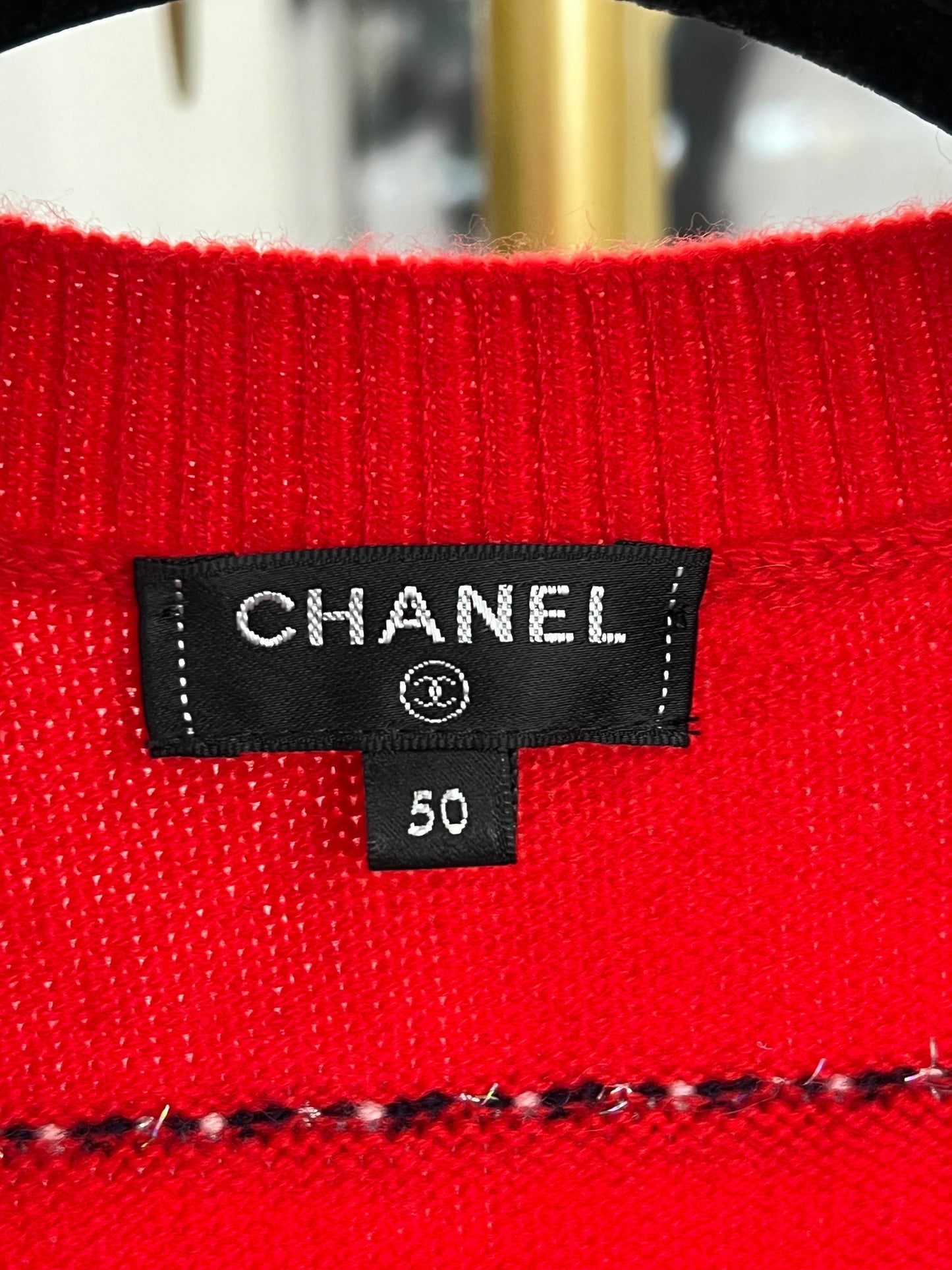 CHANEL 20S STRIPED CASHMERE KNIT PULLOVER TOP