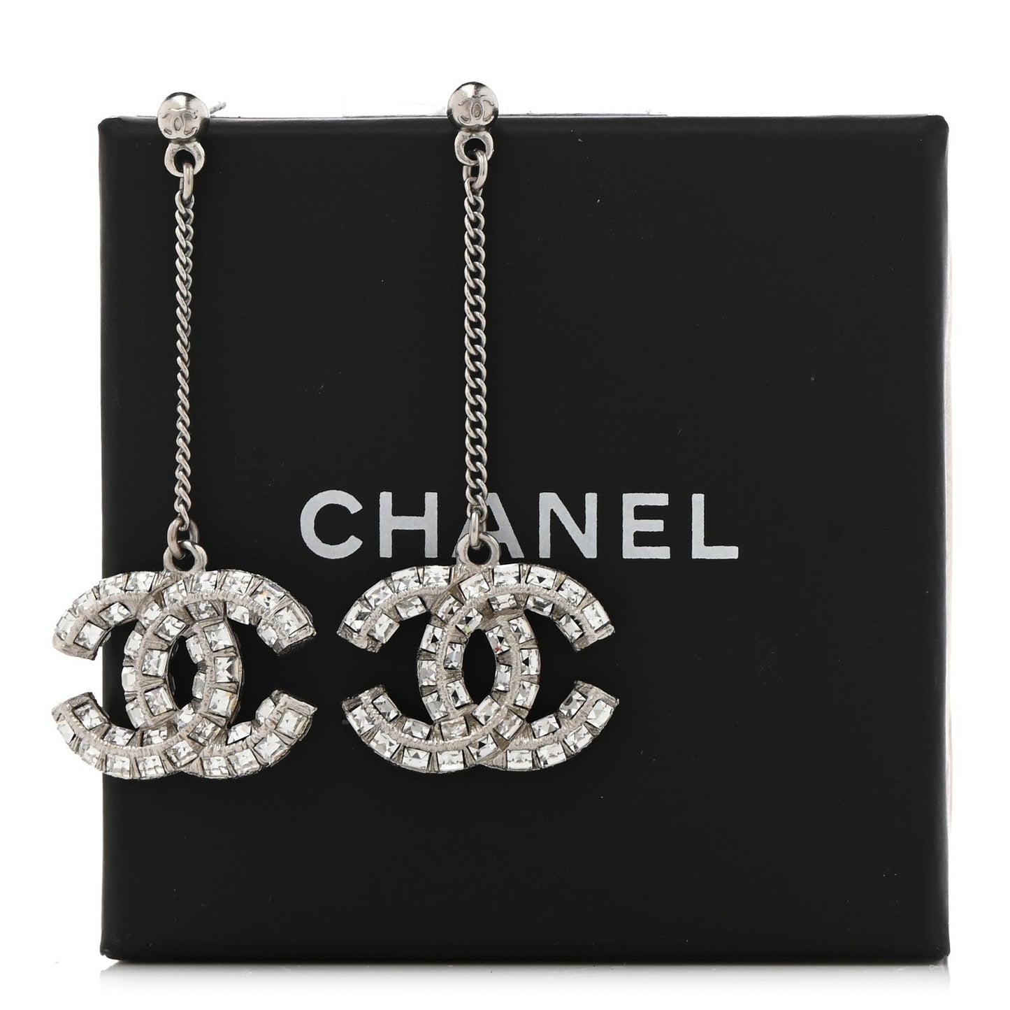 CHANEL BAGUETTE CRYSTAL CC DROP EARRINGS