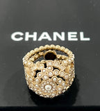 CHANEL CAMELLIA CRYSTAL PEARL RING