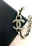 CHANEL CC CRYSTAL HOOP EARRINGS