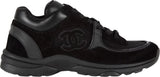 CHANEL CC LEATHER & MIXED FABRIC SNEAKERS