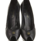 CHANEL CC CALFSKIN LEATHER PEEP TOE PUMPS