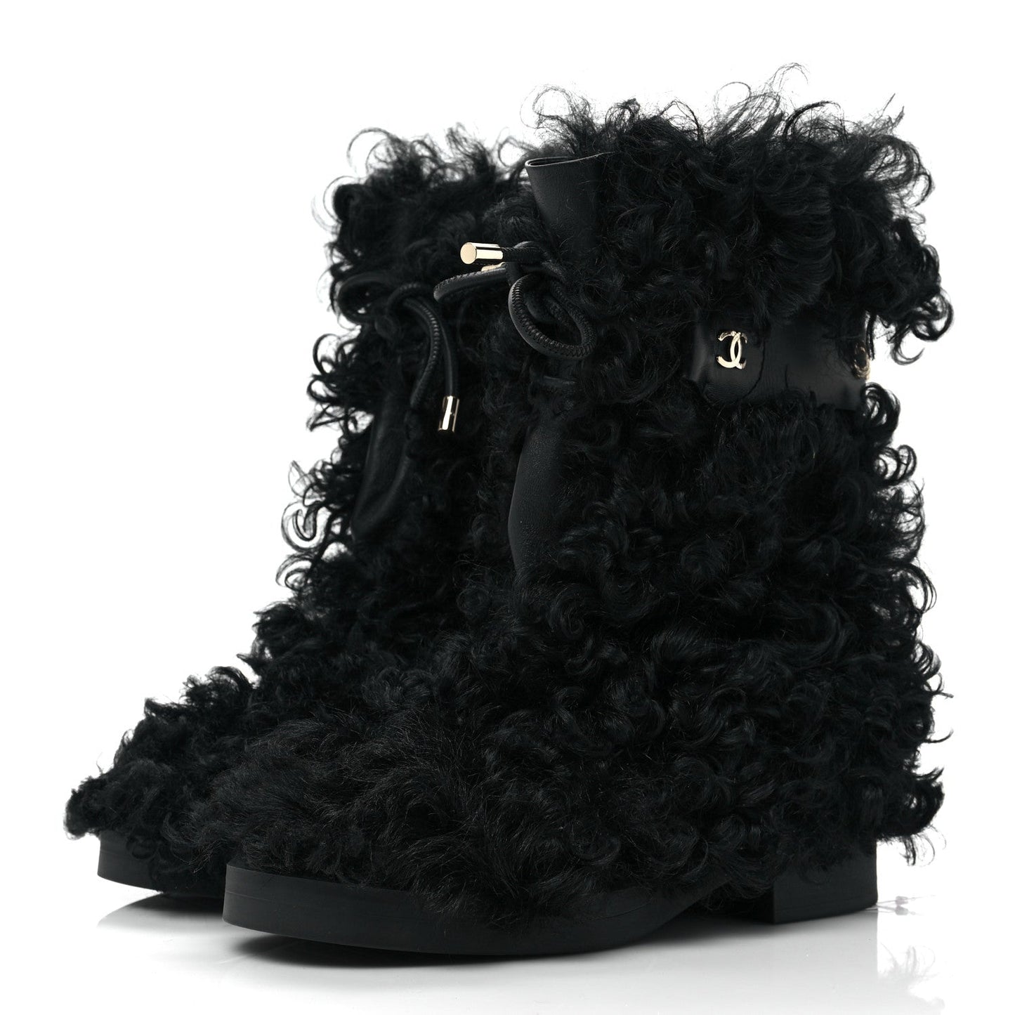 CHANEL INTERLOCKING CC LOGO SHEARLING BOOTS