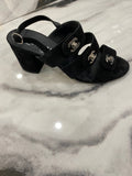 CHANEL CC TURLOCK SUEDE SANDALS