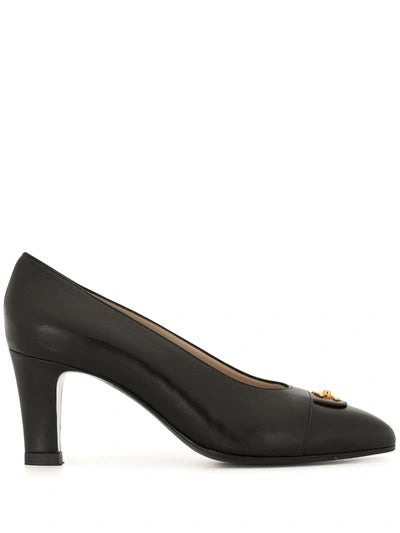 CHANEL CC TURN-LOCK POINTED TOE CALFSKIN LEATHER PUMPS