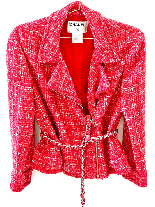 CHANEL COCO TWEED BIKER STYLE JACKET