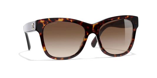 CHANEL TORTOISE FRAME SQUARE SUNGLASSES